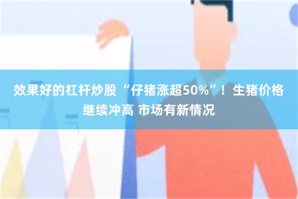 效果好的杠杆炒股 “仔猪涨超50%”！生猪价格继续冲高 市场有新情况